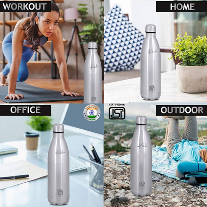 ThermoLock Classic : 24Hr Hot & Cold Steel Flask (Silver)