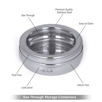 PuriMate Clear : Steel Puri Dabba with See Through Glass Lid