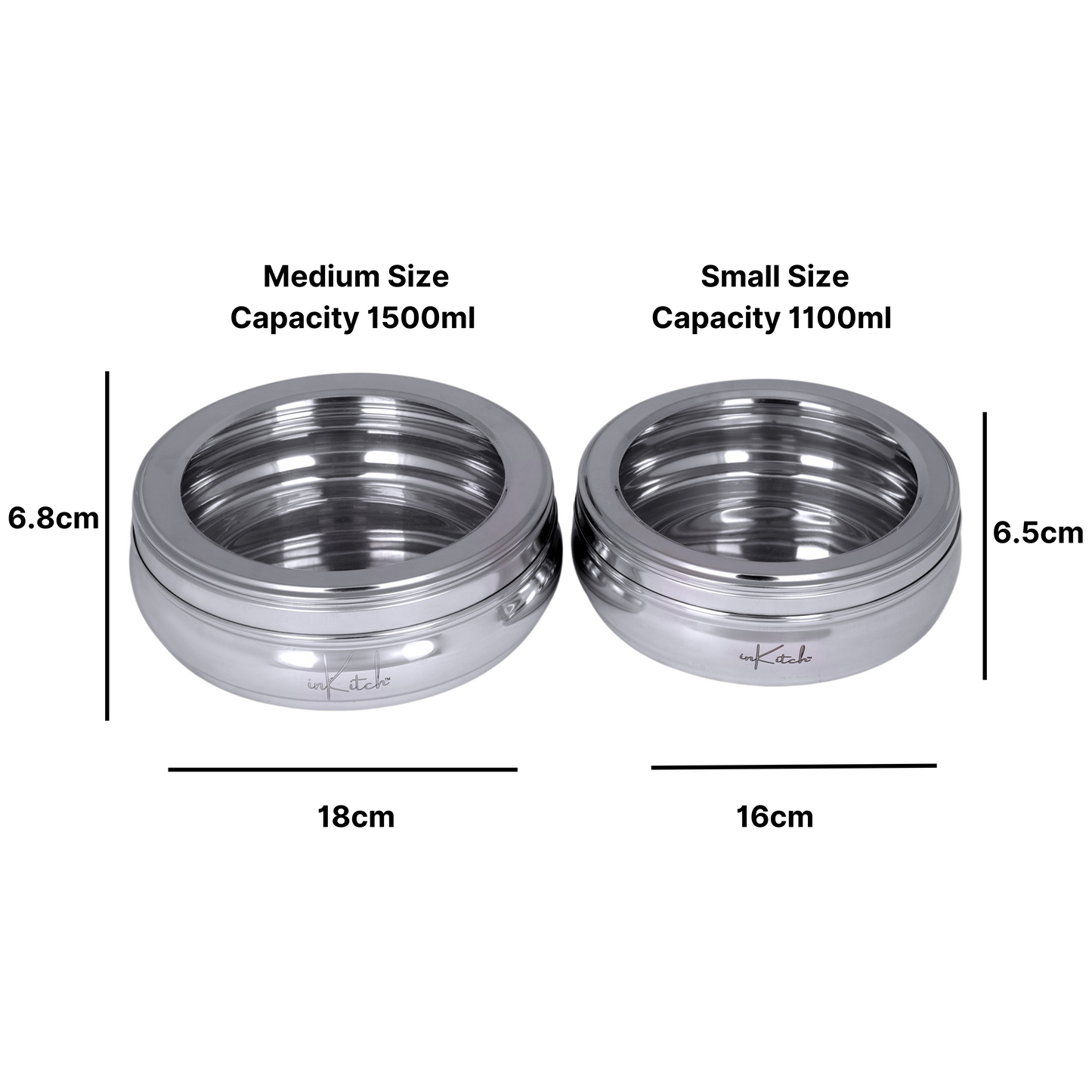 Stainless Steel Utility Container - 1100 ml, 1500 ml