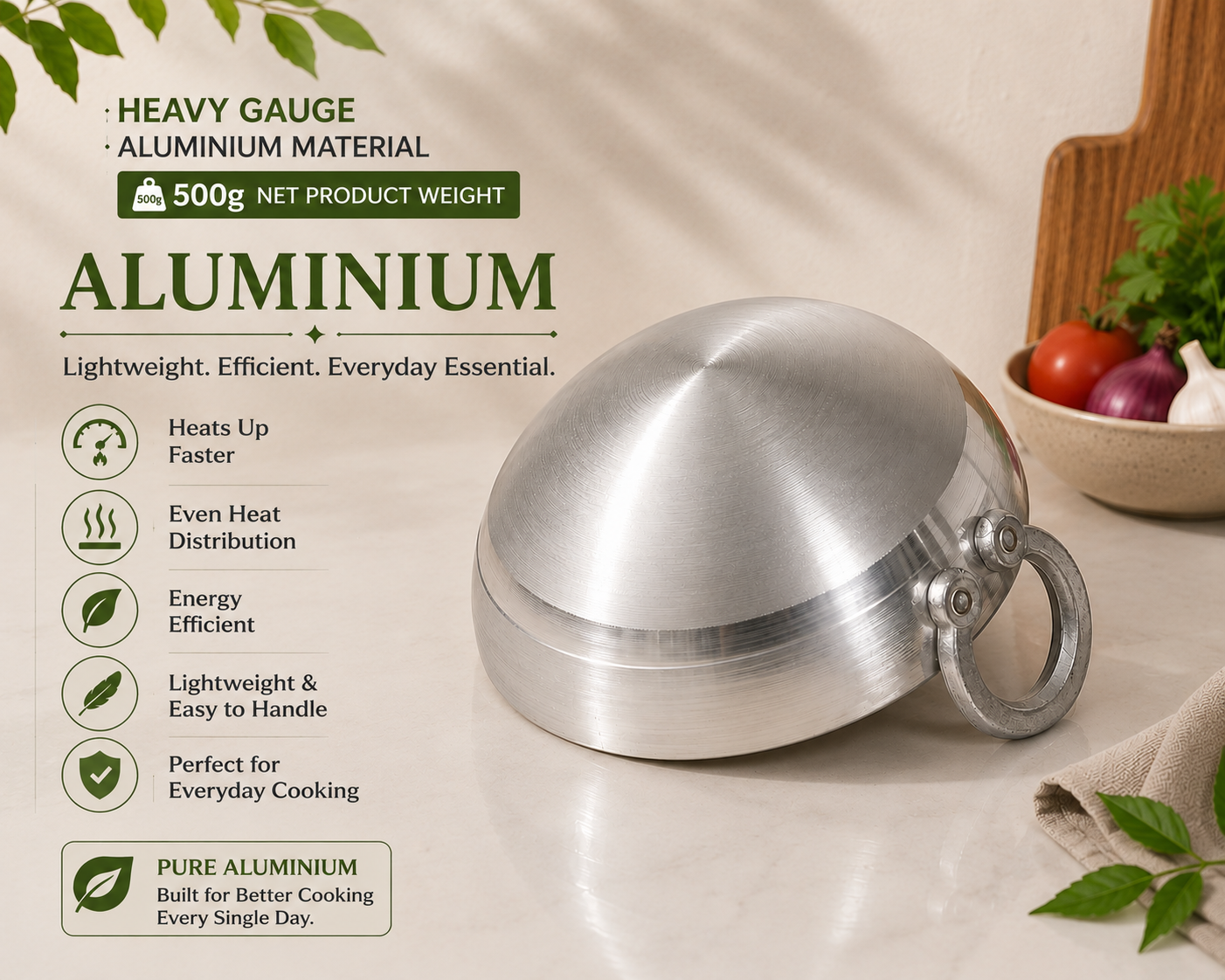 inKitch Aluminium Kadhai for Cooking