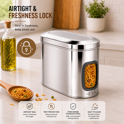 Canista : ISI Certified See Through Steel Canister