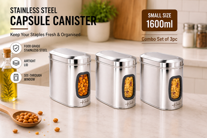 Canista : ISI Certified See Through Steel Canister