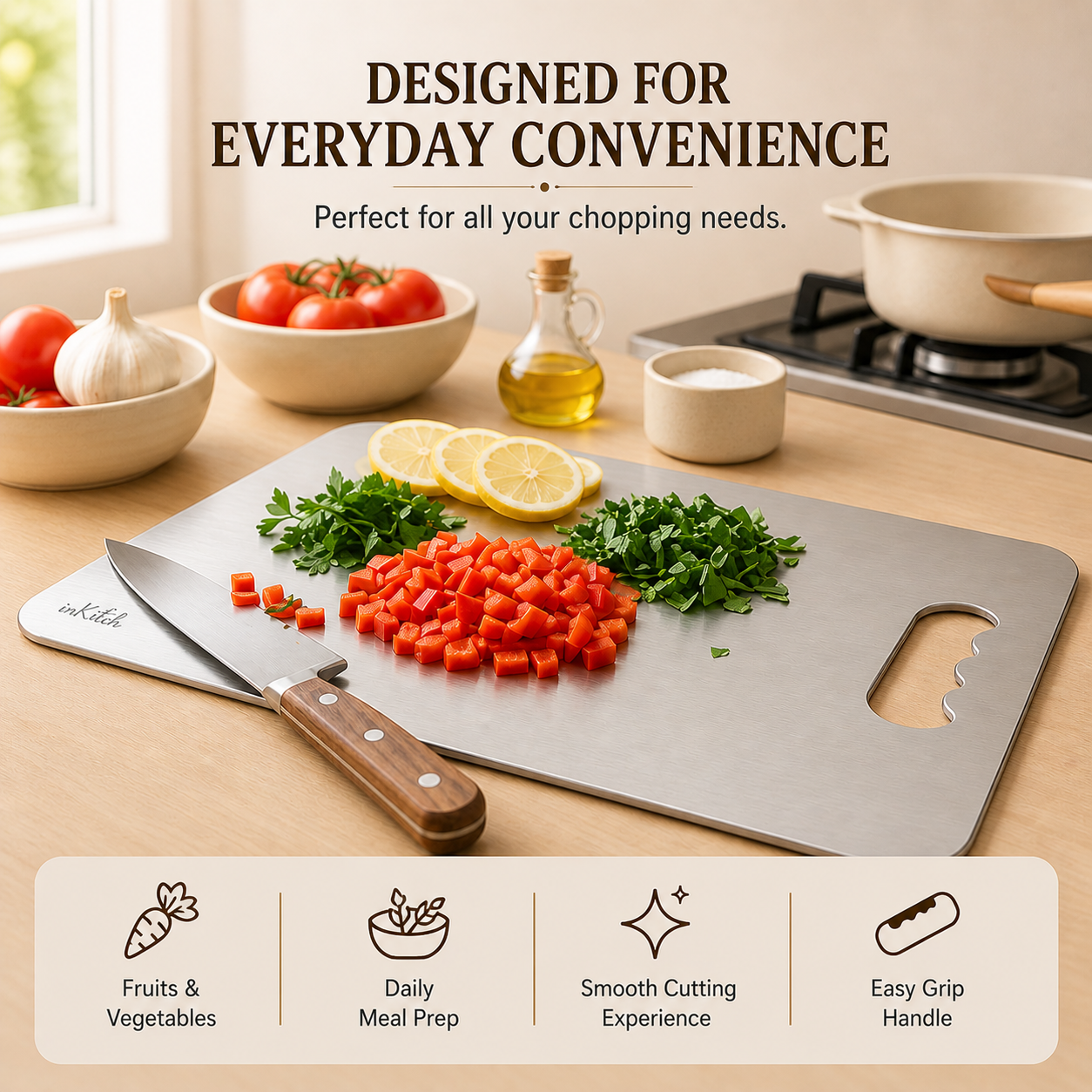 ChopCraft Classic : Steel Chopping & Cutting Board