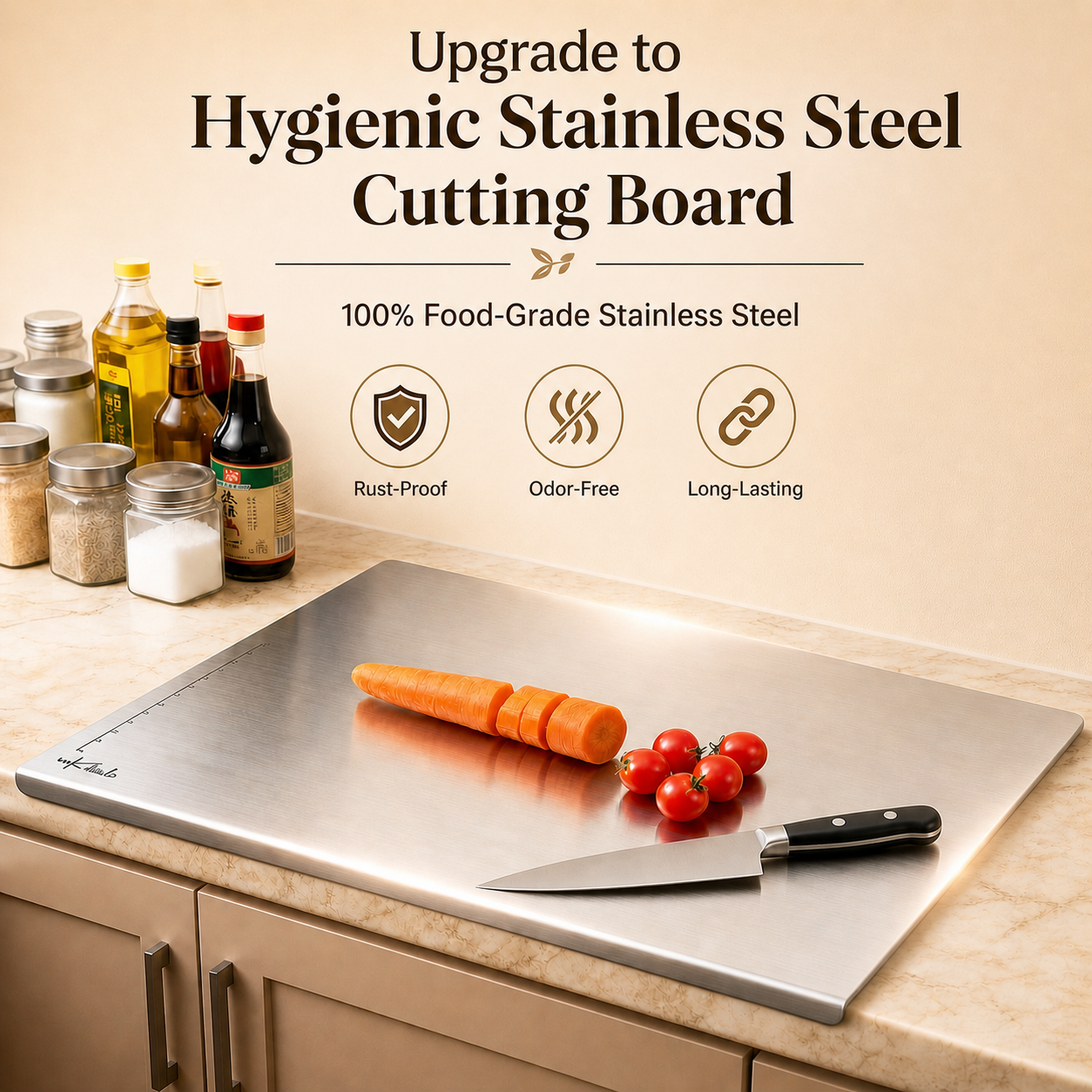ChopCraft Table Top : Large Steel Chopping Board (35 × 29cm)