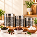 inKitch Stainless Steel Tea Coffee & Sugar Container  - 800 ml, 600 ml, 400 ml (Pack of 3, Silver)