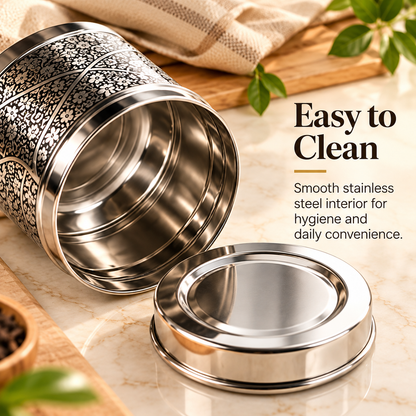 inKitch Stainless Steel Tea Coffee & Sugar Container  - 800 ml, 600 ml, 400 ml (Pack of 3, Silver)