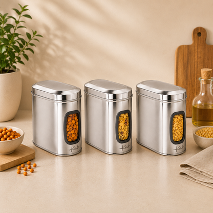 Canista : ISI Certified See Through Steel Canister