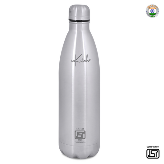 ThermoLock Classic : 24Hr Hot & Cold Steel Flask (Silver)