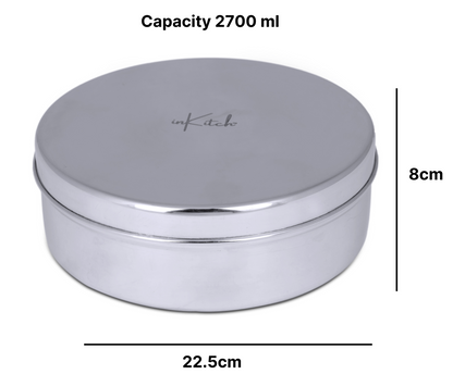 PuriMate Classic : Steel Puri Dabba with Steel Lid