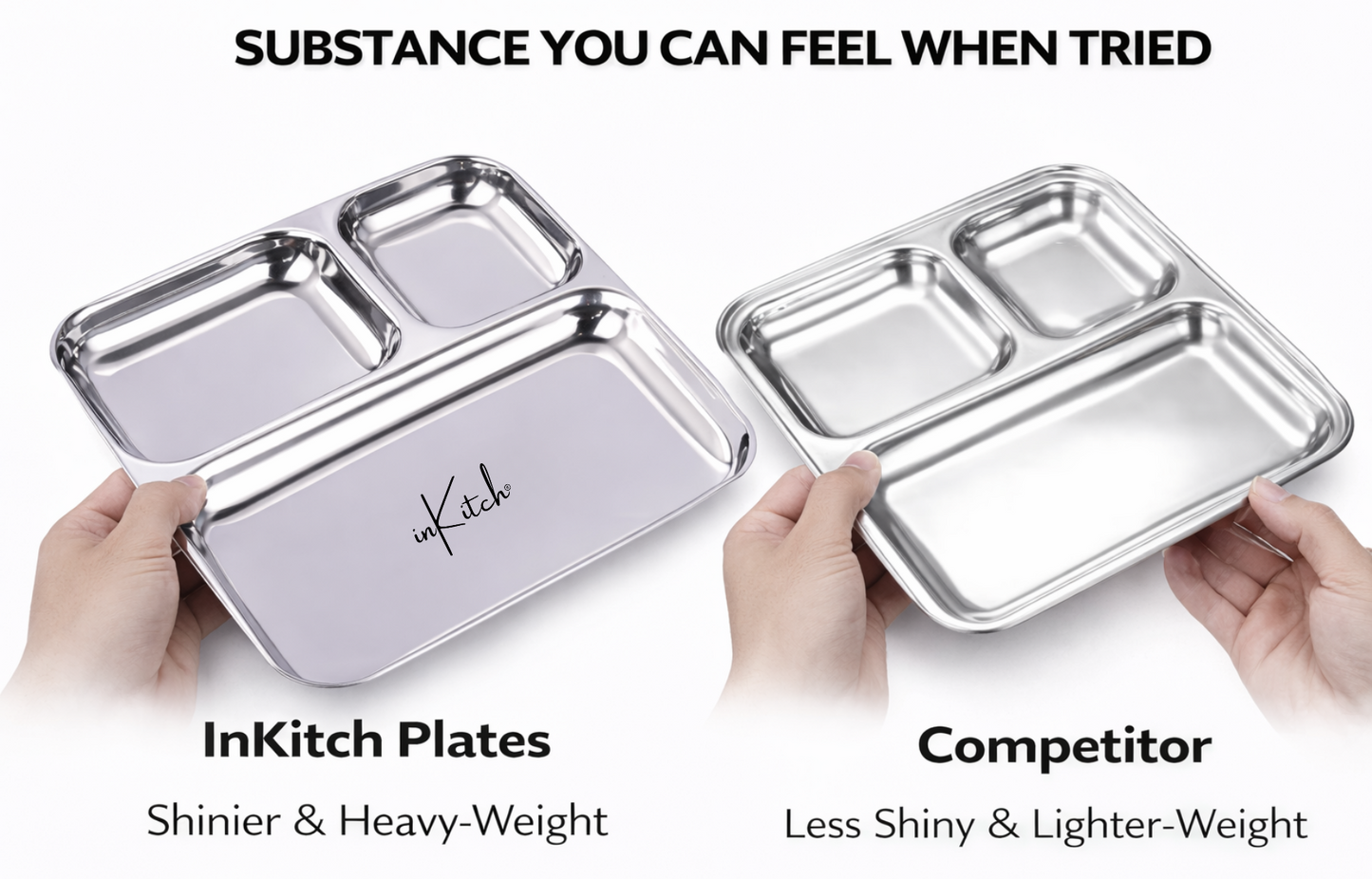 Street Trio : Steel Compartment Thali Plate 3 in 1