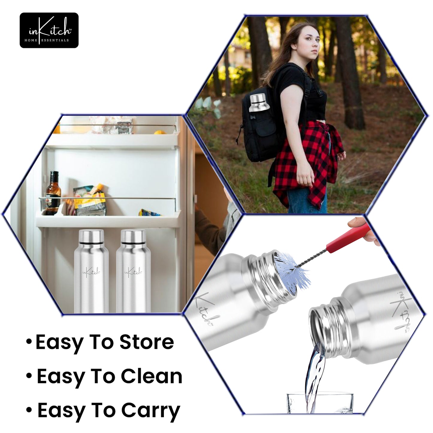 SipMate : Single-Wall Steel Water Bottle 1L (Silver)