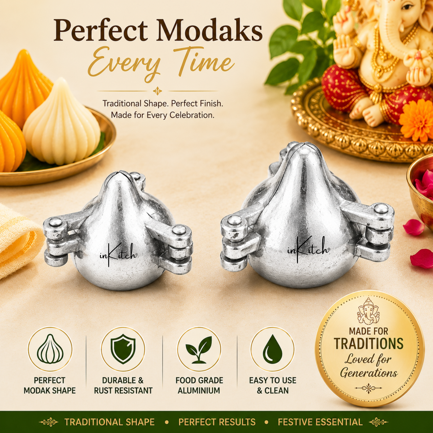 ModakCraft : Aluminium Modak Maker Mould