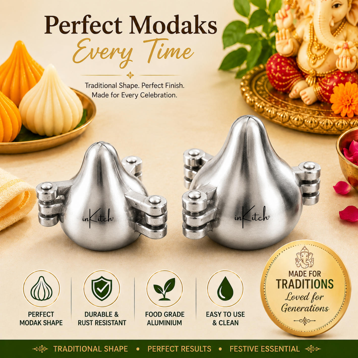 ModakCraft : Aluminium Modak Maker Mould