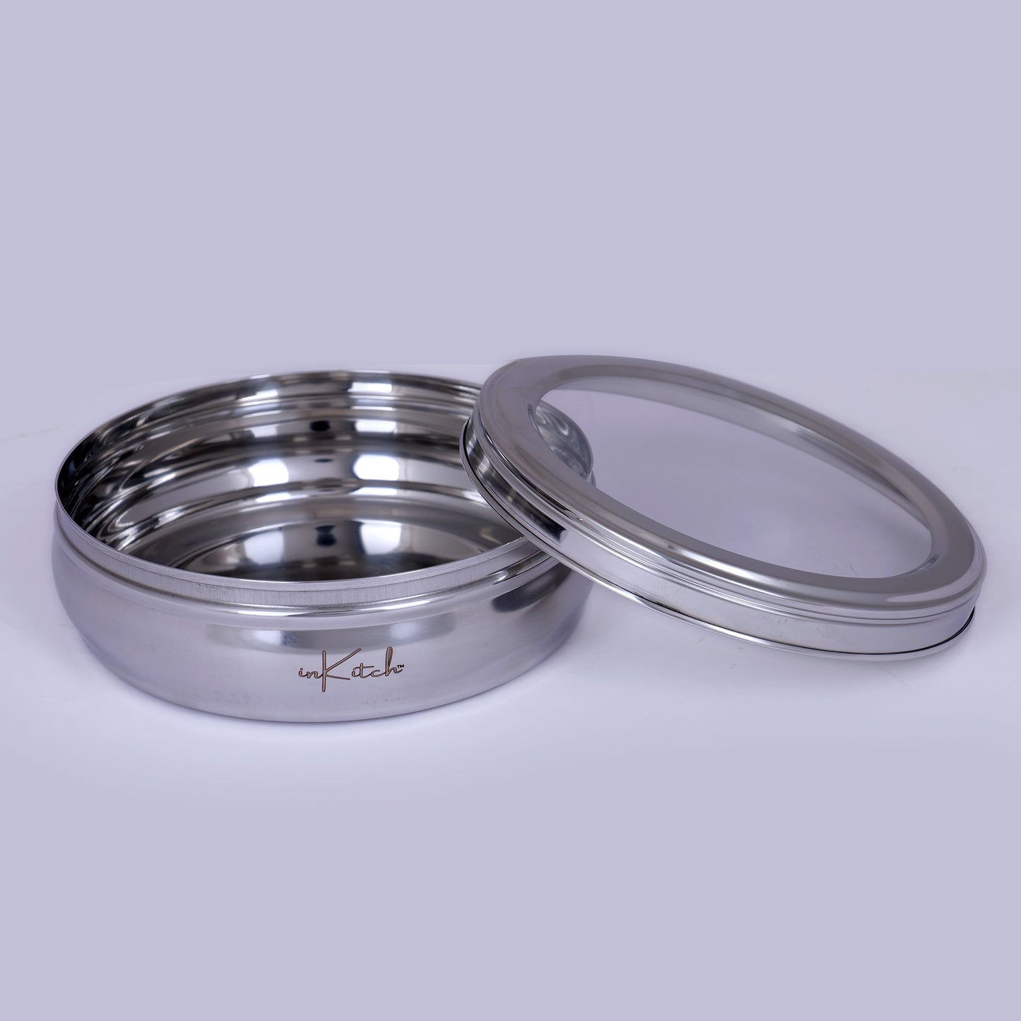 PuriMate Clear : Steel Puri Dabba with See Through Glass Lid