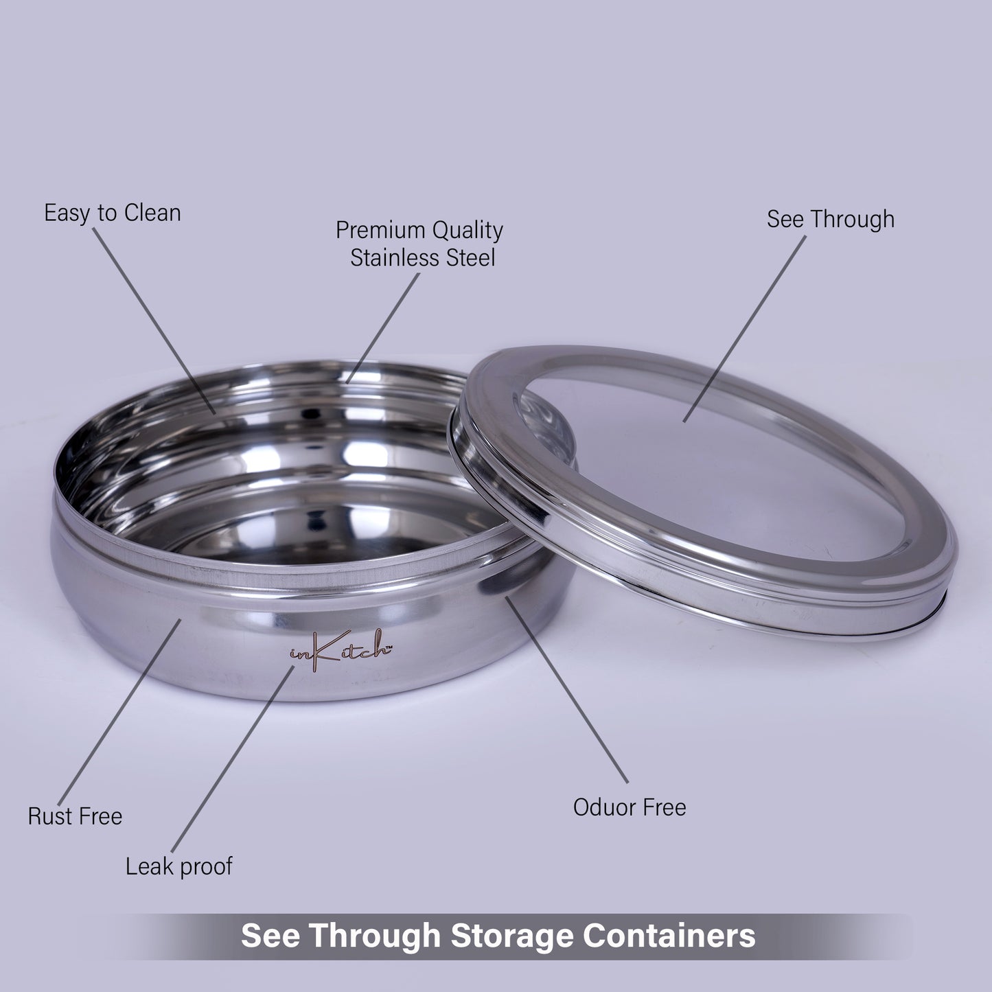 PuriMate Clear : Steel Puri Dabba with See Through Glass Lid