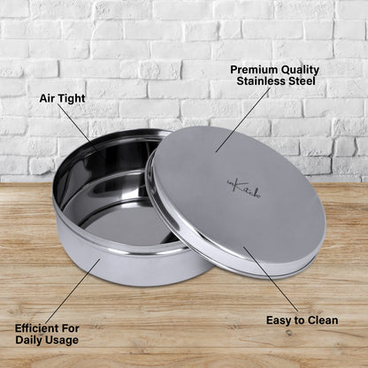 PuriMate Classic : Steel Puri Dabba with Steel Lid