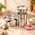 inKitch Stainless Steel Paneer Maker 500 ml & Curd Maker 1000 ml Combo Yogurt Maker (Silver)