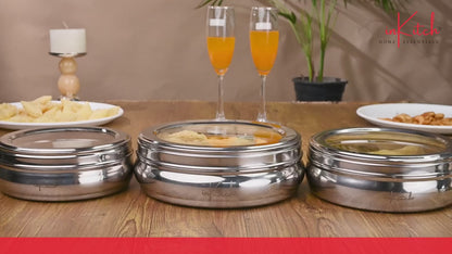 PuriMate Clear : Steel Puri Dabba with See Through Glass Lid