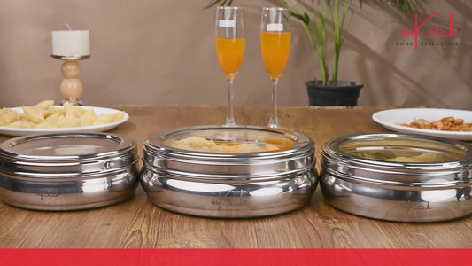 PuriMate Clear : Steel Puri Dabba with See Through Glass Lid